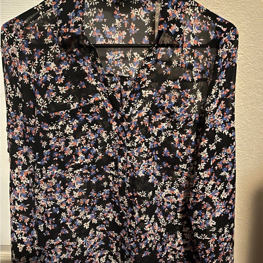 Floral Black Sheer Women's Top